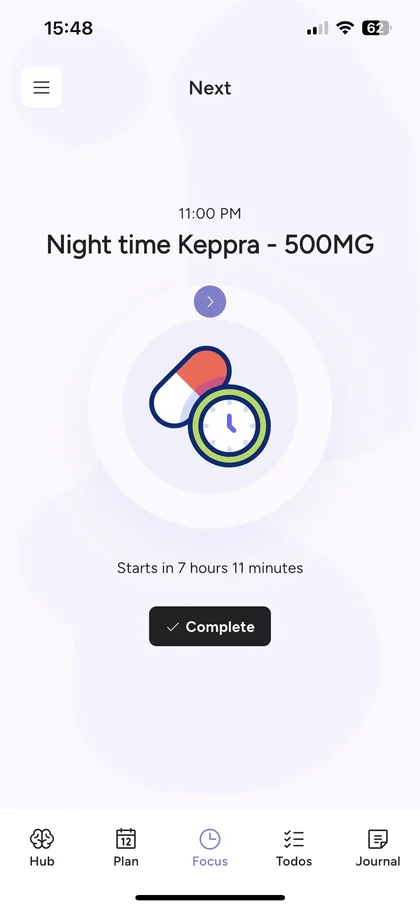 Focus mode screen blocking distractions between tasks
