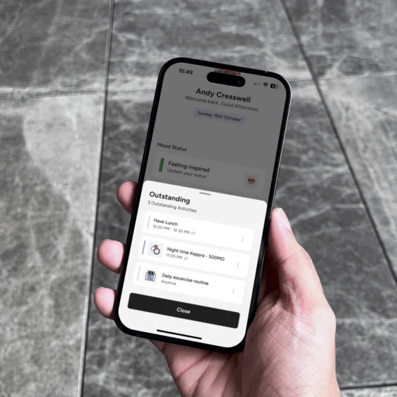 Outstanding tasks and activities grouped by time