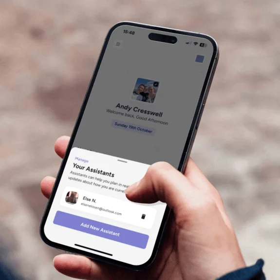 Caregiver viewing shared routines and reminders